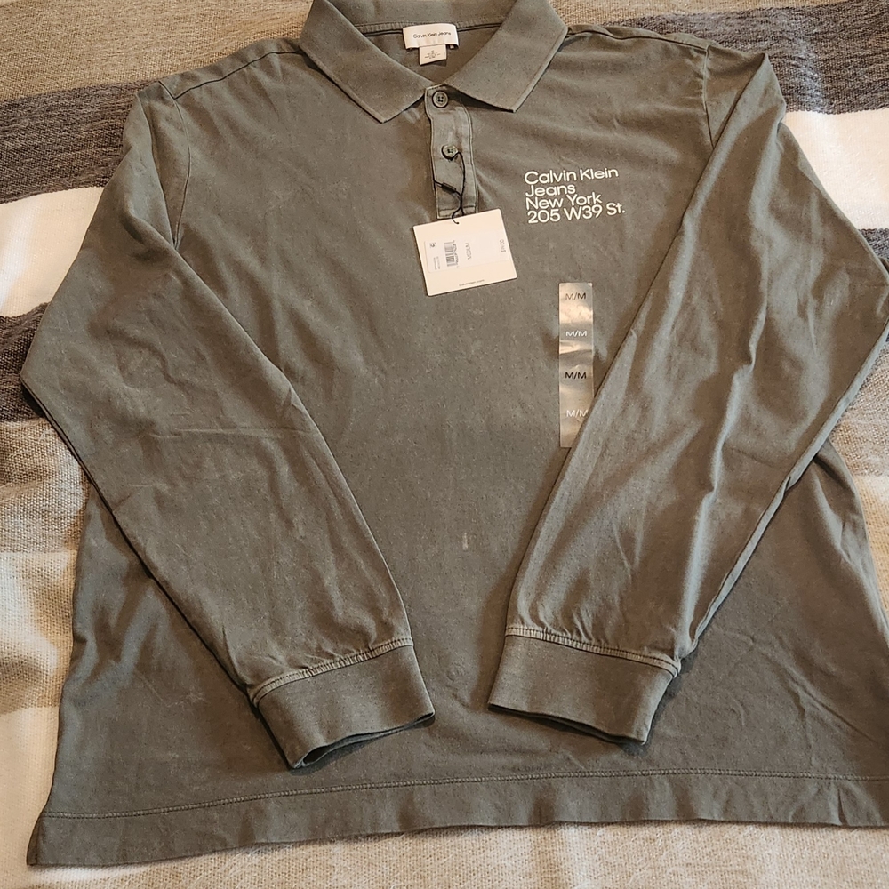Calvin Klein Jeans Green Long Sleeve Shirt Size M